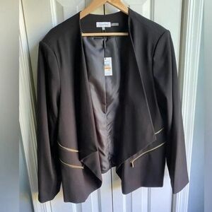 Calvin Klein Womens Black Open Blazer